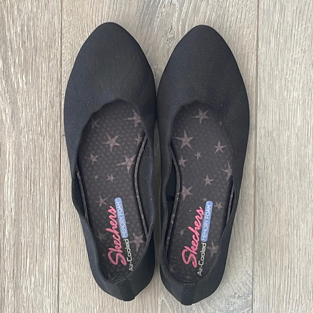 Skechers Cleo Stretch Fit  Wavy Edge Woven Ballet Flats in Black- Size 8.5